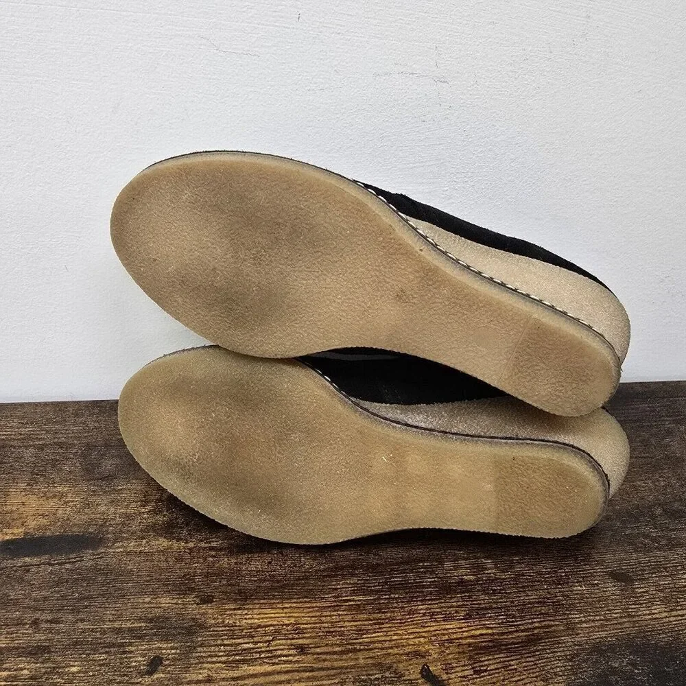 J Crew MacAlister Lace-Up Wedge Chukka Boots Suede Leather Women's Size 7 Black